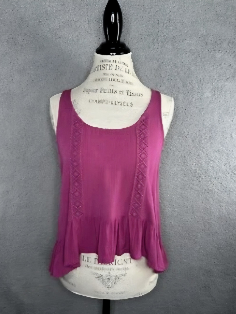 Hippie Rose Magenta Scoop Neck Lace-Trim Tank